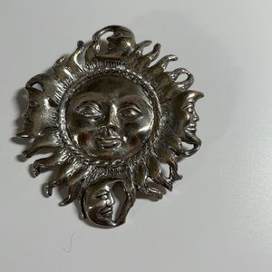 Silver Moon Face Pendant